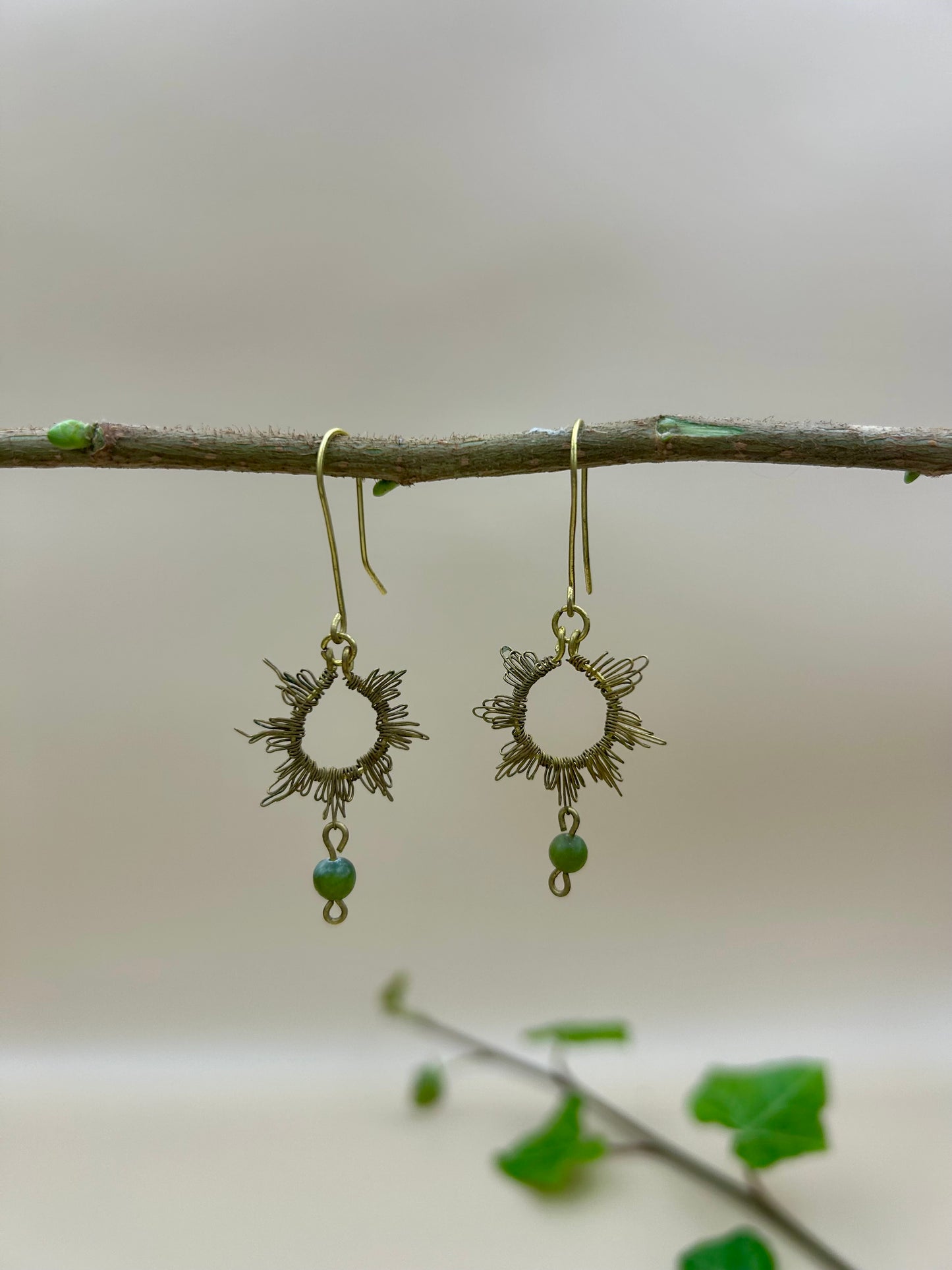 Sun earrings with pearl drop